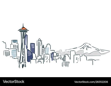 Pencil Drawing Of Seattle Skyline