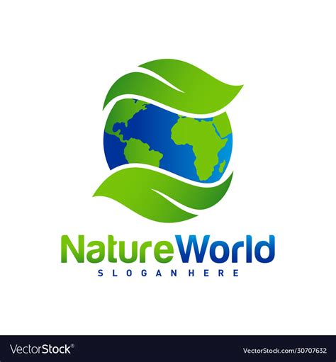 Nature world logo design template earth Royalty Free Vector