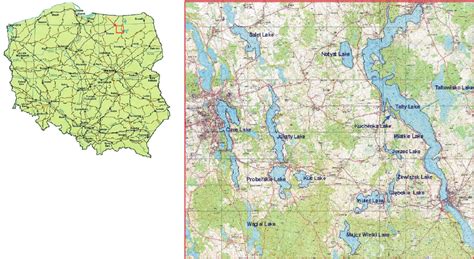 Location of the test area MAZURY on the map of Poland, and the location ...