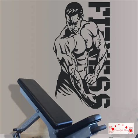 LARGE WALL STICKER Gym Wall Decal Fitness Stickers Motivation Quotes ...