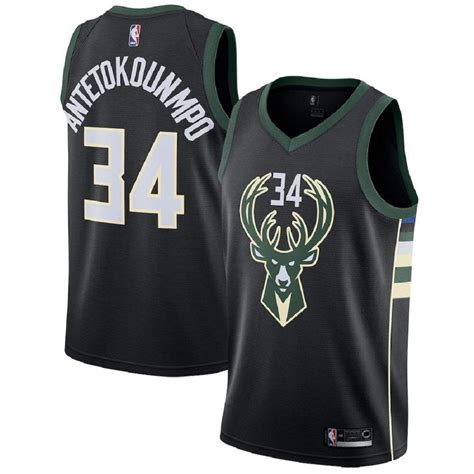 Men's Milwaukee Bucks Giannis Antetokounmpo 34 Black Swingman Jersey ...