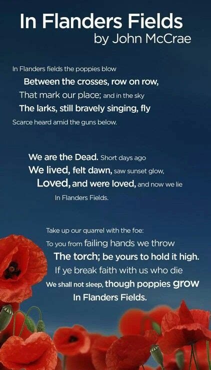 In Flanders Fields | Remembrance day quotes, Remembrance day poems ...