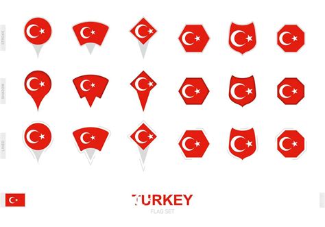 Collection of the Turkey flag in different shapes and with three ...