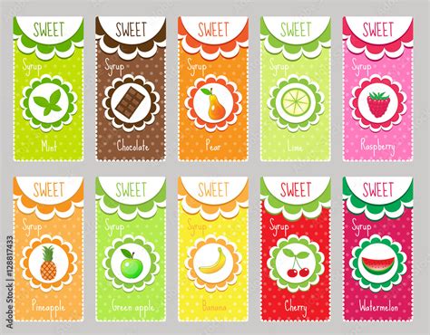 Set fruit labels, emblem. Template fruit labels for your design. Vector ...