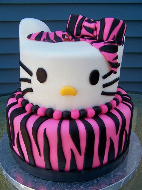 Zebra Print Hello Kitty Birthday Cake - CakeCentral.com