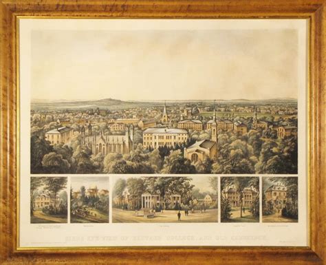 Lovely bird's-eye view of Harvard College - Rare & Antique Maps