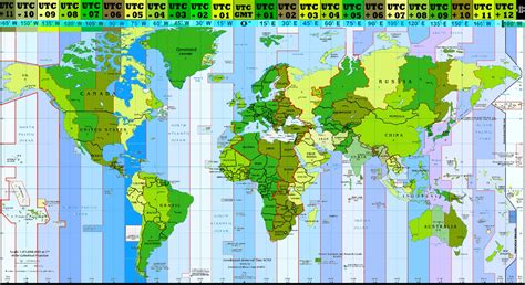 Time Zone Chart Printable