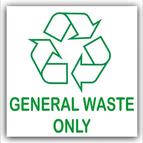 Buy General Waste Only-Recycling Bin Adhesive Sticker-Recycle Logo Sign ...