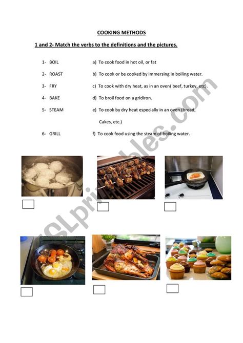 Cooking Methods and Verbs - ESL worksheet by danioth