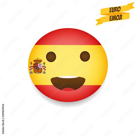 Euro emoji. Spain Flag Emoticon. Emoticon sport fan. Emoji isolated ...