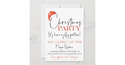 Christmas Hat Party Invitation Office Party Invite | Zazzle