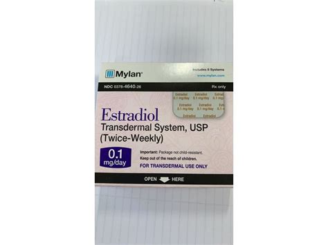 Estradiol Transdermal System USP 0.1 mg/day, Mylan (RX) Ingredients and ...