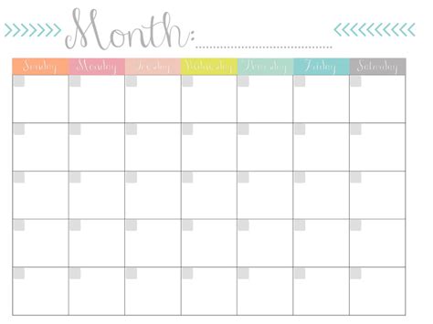 Blank Calander Template Awesome Printable Blank Monthly Calendar with ...