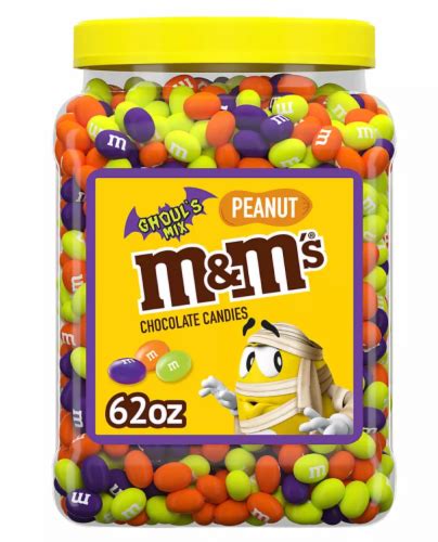 M&M's Ghoul's Peanut Chocolate Mix Bulk Halloween Candy Jar 62oz, 1 Jar ...