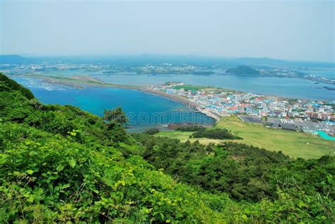 Landscape of Jeju Island from Sunrise Peak Stock Image - Image of ...