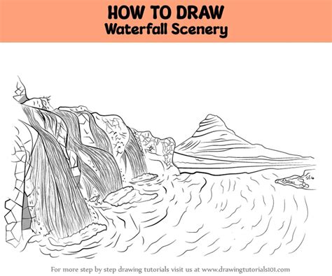 How to Draw Waterfall Scenery (Waterfalls) Step by Step ...