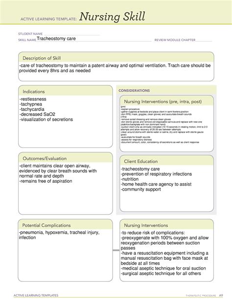 Trach Care Nursing Skill Template