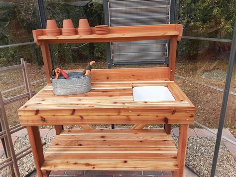 Cedar Potting Bench | Greenhouse shed, Potting bench, Shed kits