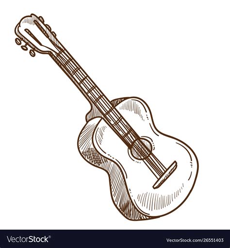 Acoustic guitar musical instrument isolated sketch