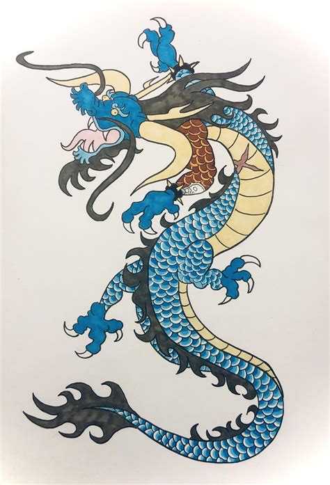 Kaido as a Traditional Dragon Tattoo drawn by myself : r/OnePiece