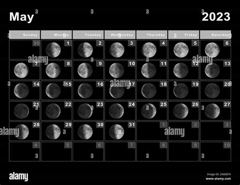 May 2023 Lunar calendar, Moon cycles, Moon Phases Stock Photo - Alamy