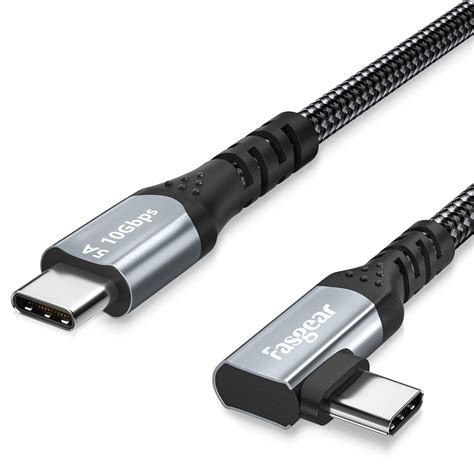 Fasgear USB-C to USB C Cable 100W Power Delivery 3ft 90 Degree Type C 3 ...