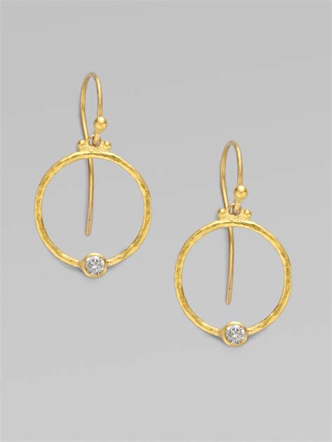 Gurhan 24k Gold Diamond Hoop Earrings in Gold | Lyst