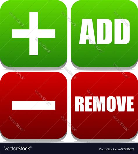 Add and remove buttons with labels symbols Vector Image