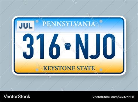 License plate pennsylvania Royalty Free Vector Image