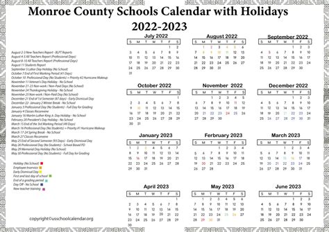 Monroe School District Academic Calendar - US School Calendar