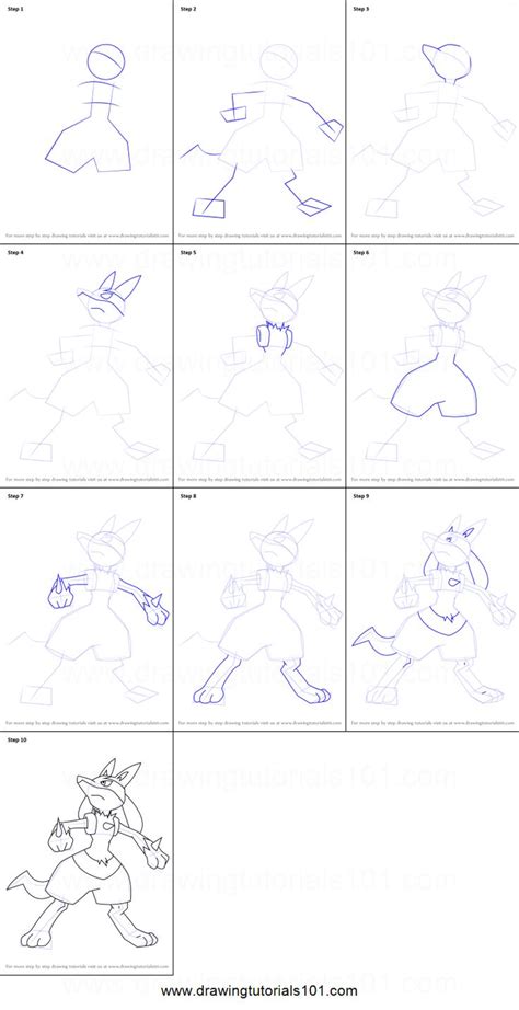 How to Draw Lucario from Pokemon printable step by step drawing sheet ...