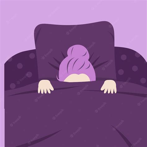 Premium Vector | Sleepy girl in bed illustration cute girl with violet ...