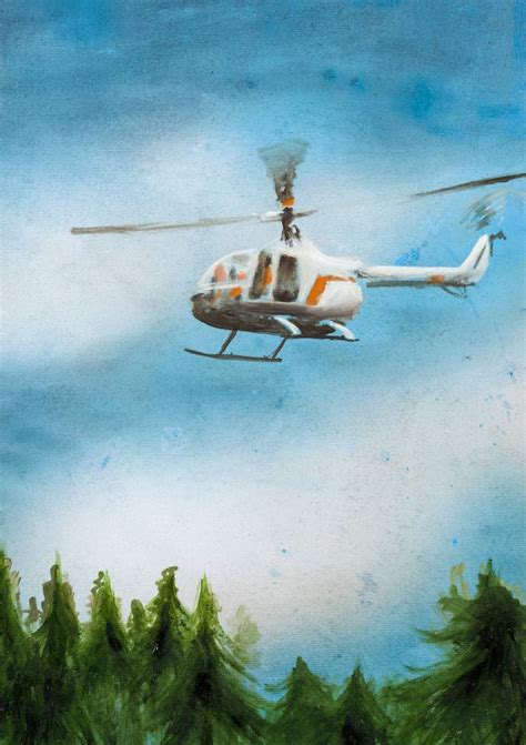 Helicopter I Painting by Eva Weymann | Saatchi Art