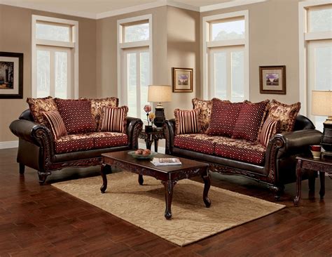 Furniture Of America Ellis Traditional Sofa In Burgundy Chenille Fabric ...