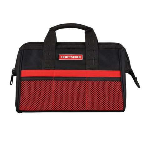 Craftsman Wide Mouth 13 in. Tool Bag with 6 Pockets, Black/Red ...