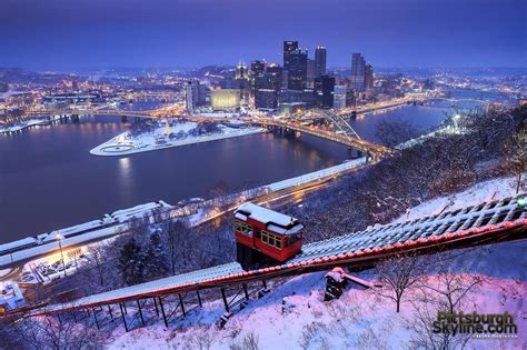 Pittsburgh winter shot with incline | Cityscape photography, Cityscape ...