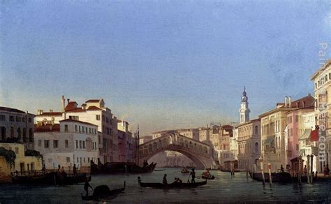 Ippolito Caffi The Rialto Bridge, Venice Painting - iPaintingsforsale.com