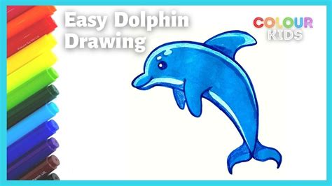 Easy Dolphin Drawing and Coloring for Kids | Step by Step Dolphin ...