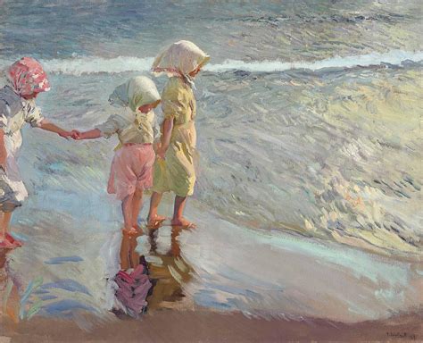 The Three Sisters on the Beach Painting by Joaquin Sorolla - Fine Art ...