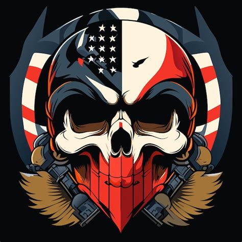 Premium Vector | American flag skull art collection