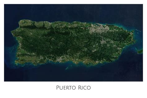 Puerto Rico Satellite Map Poster, Print or Digital Download, Wall Art ...