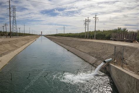 Water irrigation canal, California, USA - Stock Image - C057/0800 ...