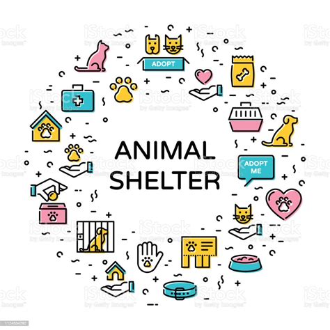 Vector Animal Shelter Icon Logo Set Stock Illustration - Download Image ...