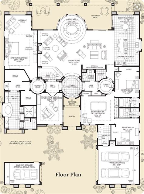 Southwest Hacienda House | Unique house plans, Luxury floor plans ...