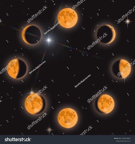 Phases Moon On Black Isolated Background Stock Illustration 2076234667 ...