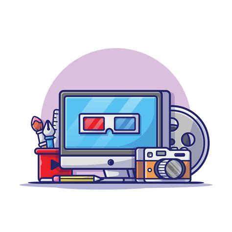 Multimedia Cartoon Vector Icon Illustration. Art Technology Icon ...