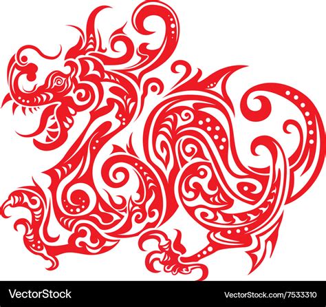 Chinese new year dragon icon paper cut Royalty Free Vector