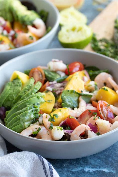 Prawn, Avocado and Mango Salad with Lime Dressing - Effortless Foodie