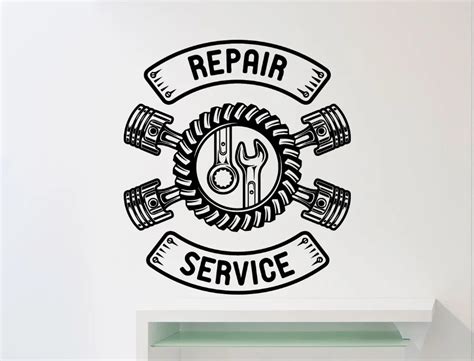 Repair Service Wall Sticker Car Workshop Logo Auto Service Vinyl Decal ...