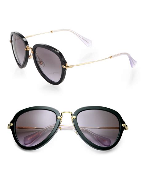 Miu miu Teardrop 53mm Aviator Sunglasses in Black | Lyst